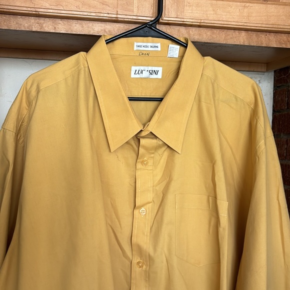 Lucasini Gold Long Sleeves Button Dress Shirt Single Needle Tailoring 22 34/35 - Picture 7 of 16